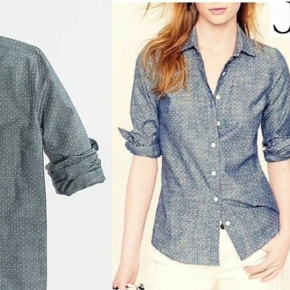 J. Crew Tops - J. Crew Chambray Dots Button Front Shirt